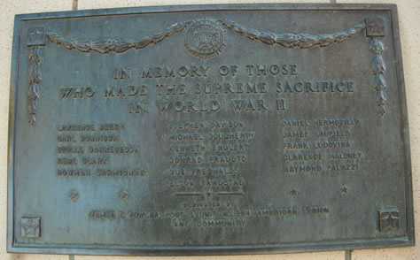 Plaque: "In Memory Of Those Who Made The Supreme Sacrifice in World War II"